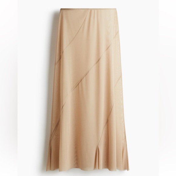 H&M Beige Sheer Mesh Long Skirt - Picture 2 of 10